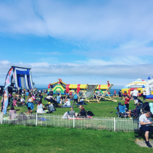 The Body Bounce Newquay site on a warm summers day. in full flow.