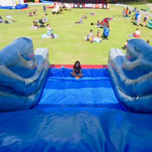 Arty shot of Newquay Body Bounce from the top of the slide.