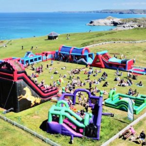 The Newquay bouncy castle fun park in all its glory.